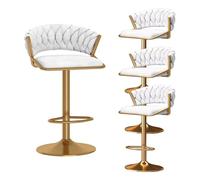 Sgabelli da Bar Set di 3 360 ° 360 ° Sgabello da Bar in Velluto Regolabile con Schiena e poggiapiedi, sgabelli per l'isola della Cucina, Altezza Regolabile 45-60 cm, Nero (4 Pezzi)