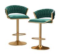 Sgabelli da Bar Set di 3 360 ° 360 ° Sgabello da Bar in Velluto Regolabile con Schiena e poggiapiedi, sgabelli per l'isola della Cucina, Altezza Regolabile 45-60 cm, Nero (Verde 2 Pezzi)