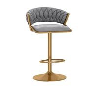 Sgabelli da Bar Set di 3 360 ° 360 ° Sgabello da Bar in Velluto Regolabile con Schiena e poggiapiedi, sgabelli per l'isola della Cucina, Altezza Regolabile 45-60 cm, Nero (Grigio 1 Pezzi)