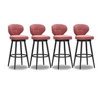 Sgabelli da Bar Set di 4 sgabelli da Bar, sgabelli da Bar di Velluto, Sedia Posteriore, Sedia da Bar con Base in Metallo Nero, sgabelli per l'isola da Cucina per bancone da Cucina, H (65 cm Rosa)