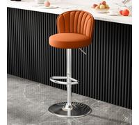 Sgabelli da bar, sgabelli alti moderni in pelle sintetica, girevoli e regolabili in altezza, sgabelli da bar da cucina senza braccioli con schienali, adatti per isole cucina, risto Silver Base Orange