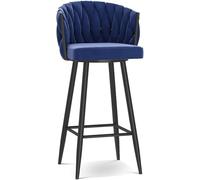 Sgabelli da Bar Sgabelli da bar, sedie da bancone for la colazione, sgabelli alti, seduta imbottita in velluto, girevole a 360°, cucina con poggiapiedi for isola, pub, bistrot(Blue 1 Pcs,Black Leg)