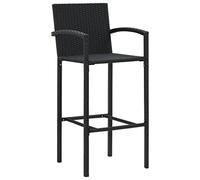 Sgabelli da cucina, 4 pezzi, in rattan sintetico, nero | Rattan PE resistente alle intemperie, acciaio verniciato a polvere, braccioli e poggiapiedi, montaggio con manuale incluso