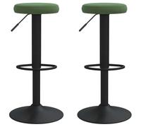 Sgabelli da cucina in velluto verde scuro con sollevamento a gas, 2 pezzi | Acciaio resistente, pratico poggiapiedi, girevole a 360°, portata 110 kg, stile senza tempo
