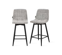 Sgabelli girevoli in tessuto Simone, Set da 2, Bianco e Marrone