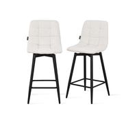 Sgabelli girevoli in tessuto Simone, Set da 2, Bianco panna