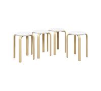 SGABELLI HOMCOM IT83A-147V80WT - set 4 impilabili rotondi in multistrato, design moderno