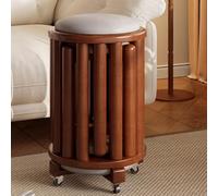 Sgabelli Impilabile in Legno Massello, 4 Pezzi, Sgabello Rotondo con Ruote Girevoli for Camera Letto, Comodino, Divano Tavolino Terrazza Portafiori Sedia Pranzo Sedia Ufficio, 61 Cm Di Altezza