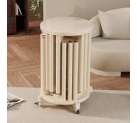 Sgabelli Impilabili con Ruote Silenziose a 360°, Sgabelli Rotondi Impilabili 6 in 1 in Legno Massello, Comodino, Tavolino Laterale, Portafiori Mobile, Camera da Letto, Soggiorno, Terrazza