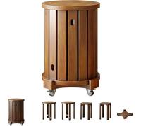 Sgabelli impilabili in legno massello con ruote, sedie salvaspazio e tavolini per divano, balcone e camera da letto, nessun montaggio richiesto