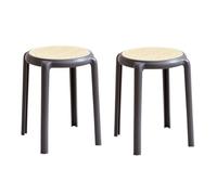 Sgabelli impilabili in plastica, design impilabile con schienale scoperto, in rattan, per cucina, sala da pranzo, aula, studenti