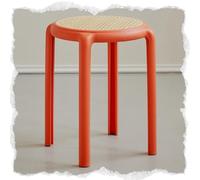 Sgabelli impilabili senza schienale, sedie impilabili portatili in plastica per cucina e classe, design corto per cena, stile rattan grigio resistente, ideale per studenti ed eventi