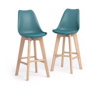 Sgabelli in stile nordico Greta, Set da 2, Blu Petrolio