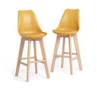 Sgabelli in stile nordico Greta, Set da 2, Giallo Senape