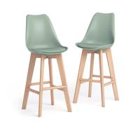 Sgabelli in stile nordico Greta, Set da 2, Verde Salvia