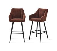 Sgabelli in tessuto Thomas, Set da 2, Marrone