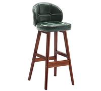 Sgabelli Moderni, sgabelli da Bar Vintage con Pelle Imbottita in Pelle PU e Gambe in Legno, Sedia a Back Sgabello per bancone da Cucina, Sala da Pranzo, caffè (verde-1P, 63 cm/25in)