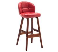 Sgabelli Moderni, sgabelli da Bar Vintage con Pelle Imbottita in Pelle PU e Legno, Sedia a Back Sgabello per bancone da Cucina, Sala da Pranzo, caffè (Red-1Ps, 73cm/29in)