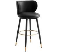 Sgabelli per Isola Cucina Girevoli con Gambe in Metallo, Sgabelli Cucina Moderni con Schienale, Sedie da Pranzo Alte, Altezza Seduta 31,5 Pollici, Lunga Durata, 1 Pezzo(Black)