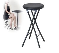 Sgabelli pieghevoli per adulti fino a 350 libbre, sedia da bancone per cucina e esterno, sgabello alto nero con seduta imbottita, nero, 20i h/50 cm