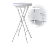Sgabelli pieghevoli per adulti fino a 350 libbre, sedia da bancone per cucina ed esterni, sgabello alto nero con seduta imbottita, bianco, 20i h/50 cm
