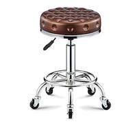 Sgabelli rotondi con ruote e sedile più forte, altezza regolabile PU sgabelli in pelle PU sgabello con poggiapiedi per massaggio girevole spa per parrucchiere salone stoo blac, oro (marrone)