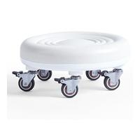 Sgabelli Rotondi Rotondi 360° con Ruote Sgabello con Ruote Rivestimento in Pelle Sintetica Resistente e Robusto Mini Sgabelli Mobili per Casa(White)