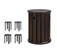 Sgabelli rotondi - Set di sedie da pranzo in legno massello, tavolino multifunzione impilabile, tavolino moderno per soggiorno o camera da letto - 4 pezzi