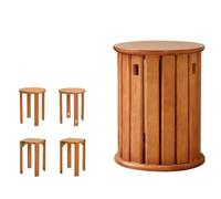 Sgabelli rotondi - Set di sedie da pranzo in legno massello, tavolino multifunzione impilabile, tavolino moderno per soggiorno o camera da letto - 4 pezzi