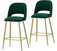 Sgabelli Set sede Imbottita Tessuto Velluto con Schienale e Gambe in Metallo Nero Cucina Colazione da Bar sgattaiolo Altezza di Sedile ambizione Alta (Verde 75 cm)