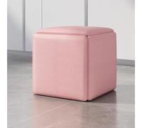 Sgabello 5 in 1 con poggiapiedi impilabile e sedia da trucco per salone e camera da letto, colore rosa, 45 x 45 cm, mobili versatili con ruote girevoli