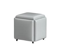 Sgabello 5 in 1 multifunzionale in pelle PU grigio con ruote girevoli impilabili cubo per soggiorno o camera da letto