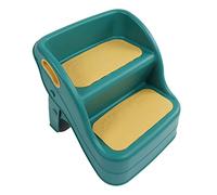 Sgabello a 2 Gradini, Poggiapiedi per Bambini, Base Stabile e Leggera, Vasino Ispessito Pieghevole per Cucina (Giallo verde)