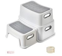 Sgabello a 2 livelli per bambini (protezione dei bordi 1 m), sgabello sicuro con piedini antiscivolo e protezione antiribaltamento, gradini profilati, per bagno, WC, cucina e cameretta dei bambini