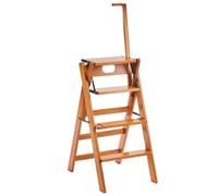 Sgabello a 4 gradini, scala in legno for adulti, sgabello pieghevole for casa, cucina, ufficio(Brown)