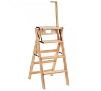 Sgabello a 4 gradini, scala in legno for adulti, sgabello pieghevole for casa, cucina, ufficio(Natural)