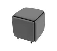 Sgabello a cubo 5 in 1, 46 x 46 x 48 cm, multifunzione, impilabile, con 4 ruote universali, buon utilizzo dello spazio, per soggiorno, camera da letto, uffici (grigio)