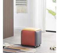 Sgabello a cubo 5 in 1 con poggiapiedi pieghevole e ruote, versatile set di mobili impilabili per soggiorno e sala da pranzo, seduta in pelle PU, 45 x 45 x 45 cm