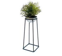 Sgabello portafiori in metallo con vaso nero argento 43,5 cm portafiori desig...