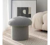 Sgabello a fungo in morbido tessuto di lana di agnello, design in legno massiccio, per soggiorno, camera da letto, studio, cucina, balcone