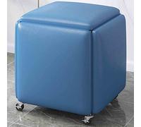 Sgabello a nido 5 in 1, cubo magico, ottomano con freni, moderno divano per sala da pranzo, sedia portaoggetti, in morbida pelle PU e struttura in metallo, blu (45 x 45 x 45 cm) - Mobili per la casa