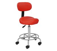 Sgabello a rotelle Saddle da lavoro, sgabello da ufficio, sella, girevole a 360°, ergonomico, 45-59 cm, regolabile Rolling Saddle Stool con ruote, schienale per ufficio spa (rosso)