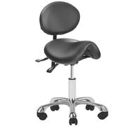 Sgabello a Sella con Schienale 1025 Girevole per Estetica Massaggi Tattoo Nero