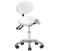 Sgabello a Sella con Schienale 1025 per Centro Estetico Studio Manicure Bianco