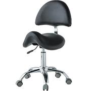 Sgabello a sella con supporto per lo schienale, sgabello girevole medico-odontoiatrico, sedia ergonomica girevole e regolabile, per clinica, parrucchiere, laboratorio, cucina, ufficio domestico(Black)