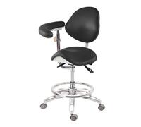 Sgabello a Sella, Sgabello ergonomico a Sella con Schienale e braccioli - Poltrona Girevole da Dentista, in Similpelle Microfibra per cliniche, studi di Tatuaggi, casa e Laboratori - Comodo