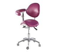 Sgabello a Sella, Sgabello ergonomico in Similpelle con Schienale e braccioli, Sedia Girevole e Mobile per cliniche, studi di Tatuaggi, casa e Laboratori - Comodo ed Elegante A3