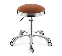 Sgabello a Sella, Sgabello Girevole Rotolante Argento Beige Sedia for Salone di Bellezza, Cuscino in Pelle for Cure Mediche, Sedia for Tatuaggi for Manicure for Massaggi da Ufficio(Brown,Silver)