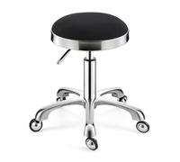 Sgabello a Sella, Sgabello Girevole Rotolante Argento Beige Sedia for Salone di Bellezza, Cuscino in Pelle for Cure Mediche, Sedia for Tatuaggi for Manicure for Massaggi da Ufficio(Black,Silver)