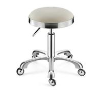 Sgabello a Sella, Sgabello Girevole Rotolante Argento Beige Sedia for Salone di Bellezza, Cuscino in Pelle for Cure Mediche, Sedia for Tatuaggi for Manicure for Massaggi da Ufficio(Beige,Silver)